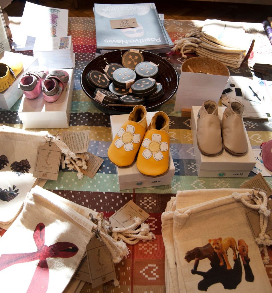 shoes and cards at Blue Patch's sustainable store, Whitworth, Manchester