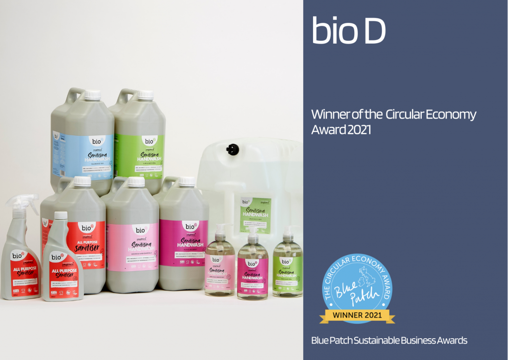 a selection of circular economy cleaning products from award winning sustainable business bio D